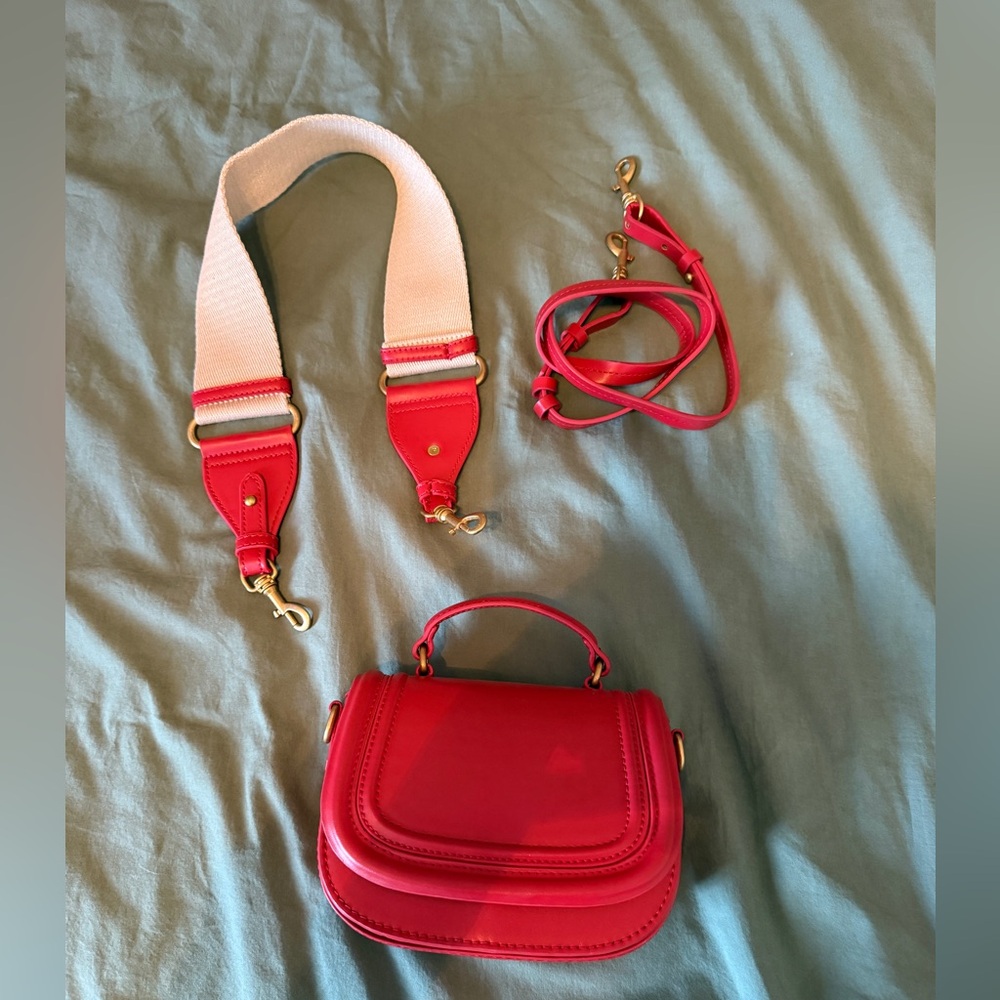 Zara bright red camera bag